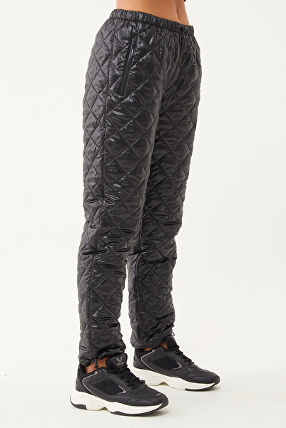 bilcee Γυαλιστερό μαύρο φουσκωτό γυναικείο παντελόνι για χιόνι - 1563