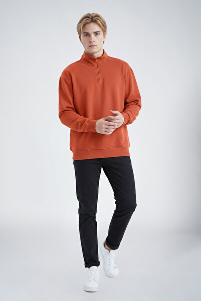 bilcee Peak Чоловічий мідний оверсайз-светр із застібкою-блискавкою 7021