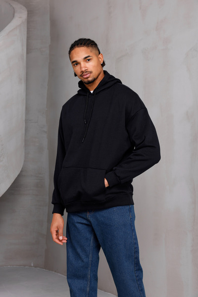 DARK MODA Unisex Oversize Hooded Kangaroo Pocket Drawstring Sweatshirt