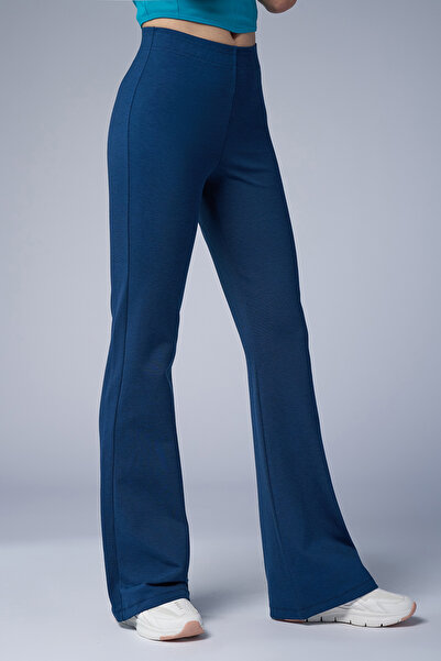 bilcee Γυναικείο παντελόνι μπλε ψηλό μέσης Flare 4555