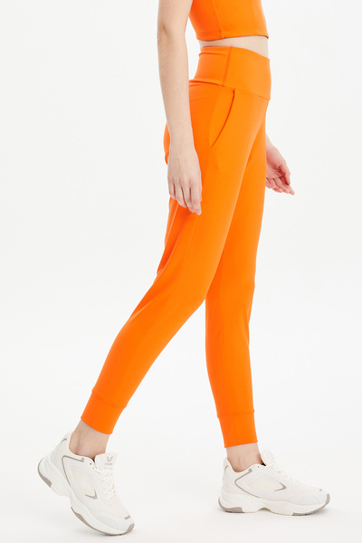 bilcee Women's Orange High Waist Sports and Casual Lycra Stretchy Training Fashion Athlete Leggings Pants 0676