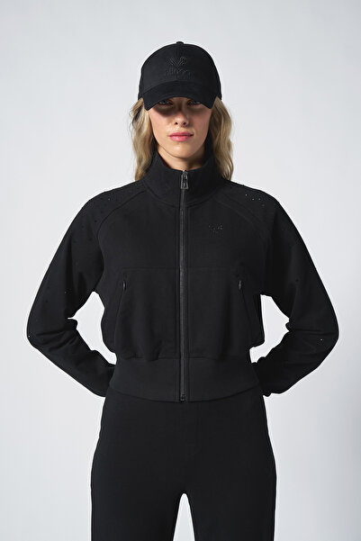 bilcee Γυναικείο Μαύρο Μόδα Σετ Φούτερ από Μαλακό Υφασμάτινο Βουρτσισμένο Υφασμάτινο Σετ 4563