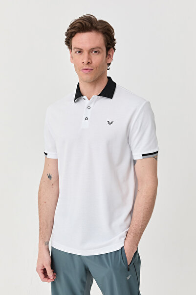 bilcee Чоловіча біла бавовняна футболка з коміром поло та короткими рукавами 9710