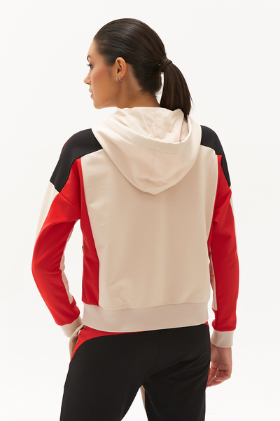 bilcee Cream Hooded Zippered Tracksuit Set - Women 0459