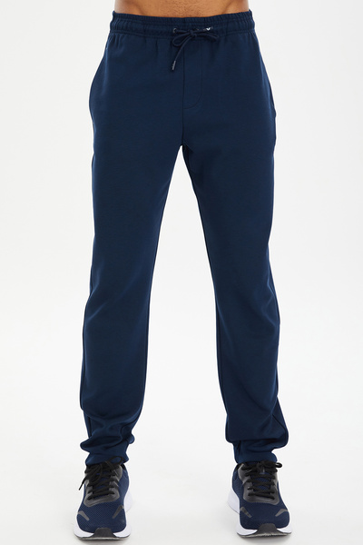 bilcee Peak Men's Navy Blue Pocket Straight Leg Sweatpants 7011