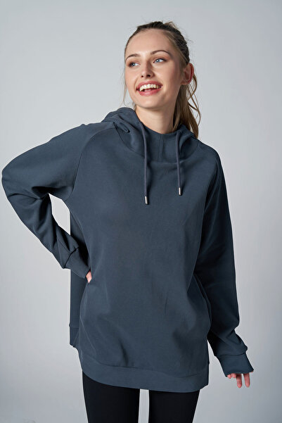 bilcee Γυναικείο φούτερ με κουκούλα με μαλακή υφή καπνιστή, μακρύ μήκος, oversize 4785