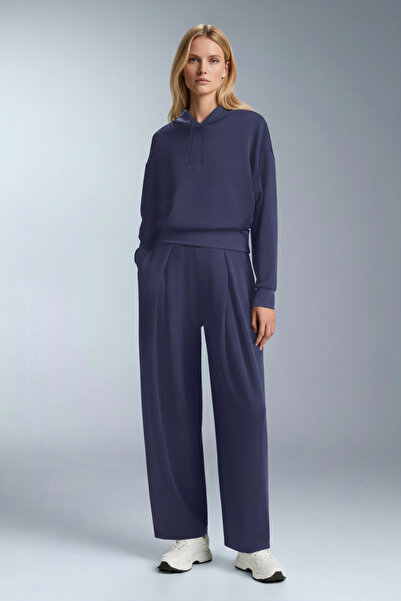 bilcee Women's Navy Blue Hooded Modal Sweatshirt 4841