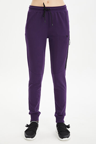 bilcee Γυναικείο Μωβ Βαμβακερό Αθλητικό Φούτερ με ραβδώσεις 0807