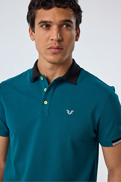 bilcee Петроль Кольоровий Чоловічий Поло Короткий Рукав Футболка 9710