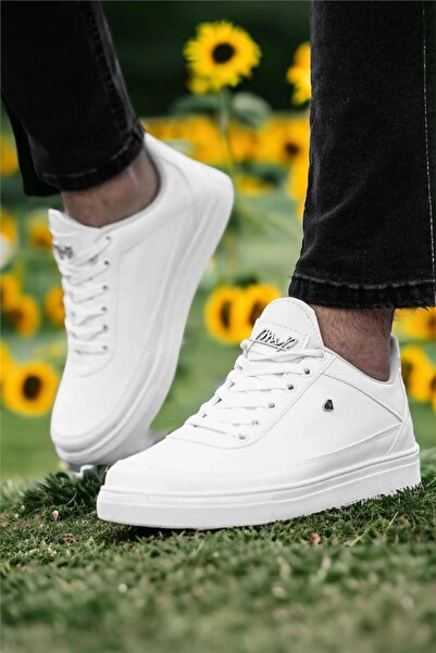 Liger Ανδρικά αθλητικά παπούτσια casual μαλακή εσωτερική επένδυση, κομψά αθλητικά παπούτσια WHITE