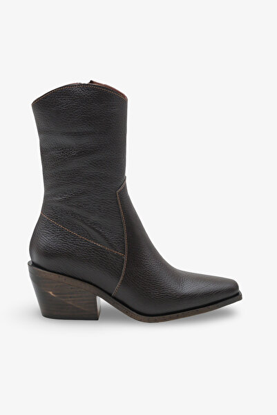 İNNABUTİKK Skaye Kadın Hakiki Deri Western Bot Kahve