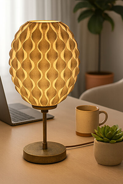 Barstech Modern Minimalist Petek Formunda Abajur - 40 cm Metal ayaklı Lambader