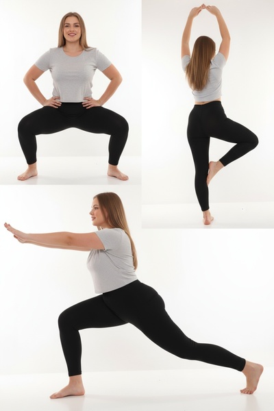 KonForYou Plus Size Fleece-Lined Thermal Leggings |   Unisex Cotton Black Leggings Underwear