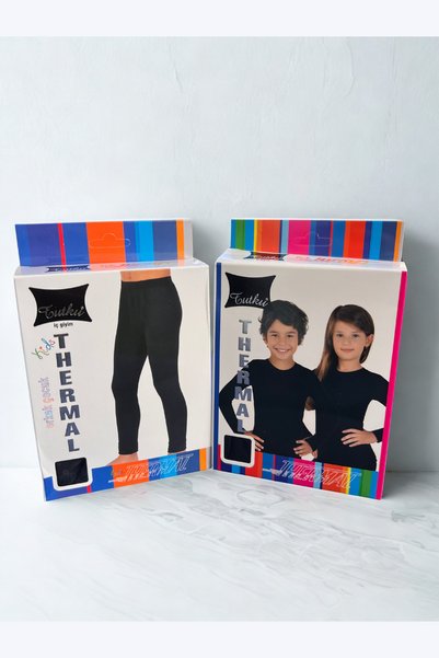 BUTİK1AVM Boys' Thermal Leggings and Top Underwear Set, Top and Bottom Set Tutku