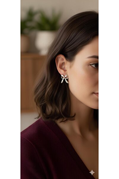 Bontexs Kurdele  Küpe Fiyonk Küçük Boy Gümüş Renk