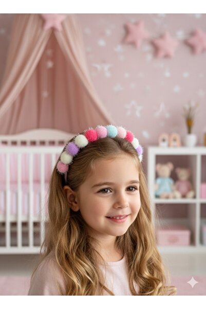 PURPLE'S BİR TUTAM MUTLULUK Simli Pon Pon Detaylı Kız Çocuk Taç Toka Adet