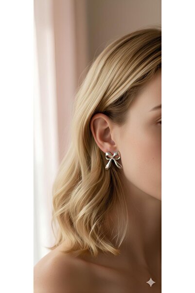 Bontexs Kurdele  Küpe Fiyonk Küçük Boy Gümüş Renk