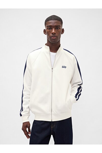 GAP Erkek Açık Gri VintageSoft Tam Fermuarlı Track Ceket