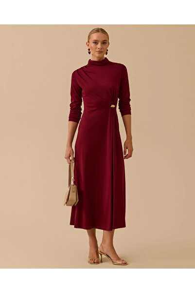 SCL Metal Aksesuarlı Drapeli Elbise