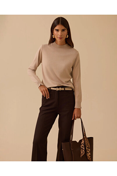 SEÇİL Half Turtleneck Basic Knit Blouse
