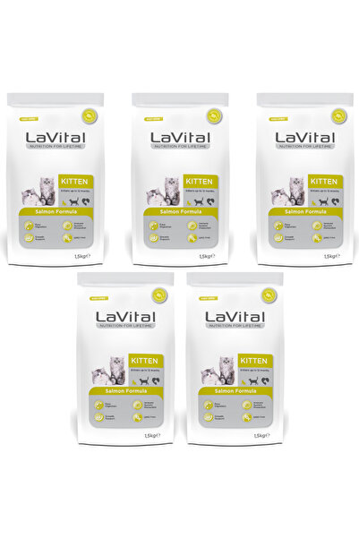 LaVital Kitten Somonlu Premium Yavru Kedi Maması 1.5 Kg 5'li Paket