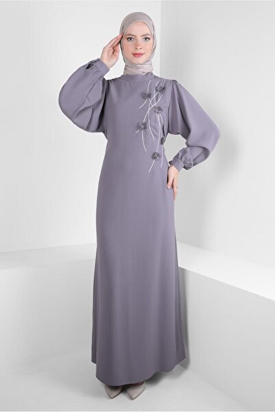 Alvina ÇİÇEK DETAYLI KREP ELBİSE 44179