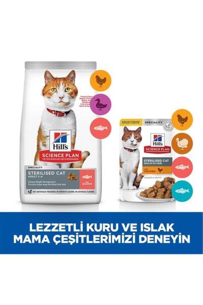 Hill's Hill’s SCIENCE PLAN Sterilised Somon Balıklı Kısırlaştırılmış Kedi Maması 1,5 Kg
