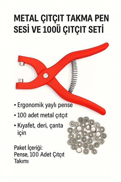 Genel Markalar Pratik Çıt Çıt Düğme Takma Çakma Aparatı Makinesi Ve 100 Adet Çıt Çıt koza gift