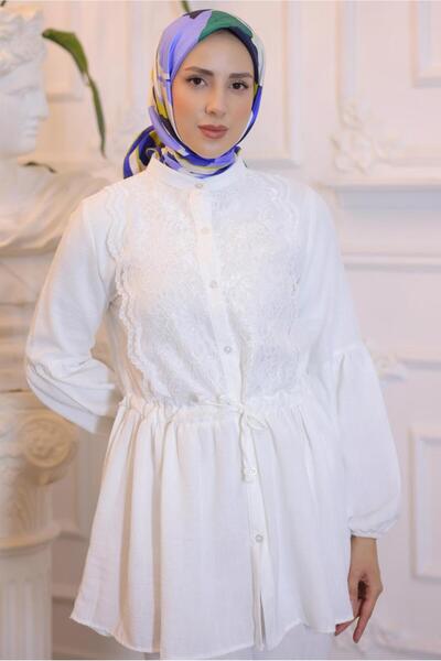 TRENDTESETTÜR WOMEN'S CREAM LACE DETAILED PANT SUIT T 14616