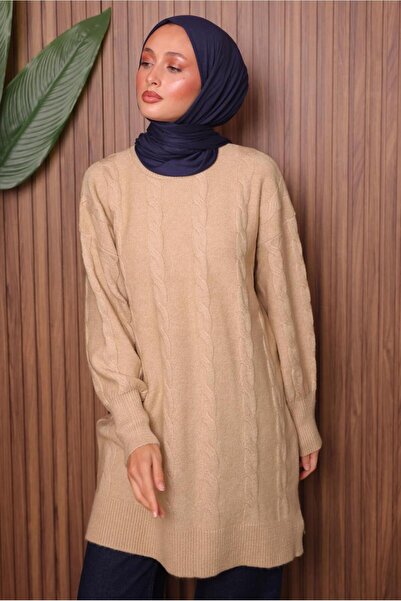 TRENDTESETTÜR Women's Beige Knit Tunic t 4107