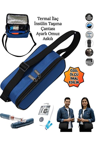 SEVBAGS İlaç İnsülin Taşıma Termal Termos Çantası Ayarlı Omuz Askılı Omuz Çan...