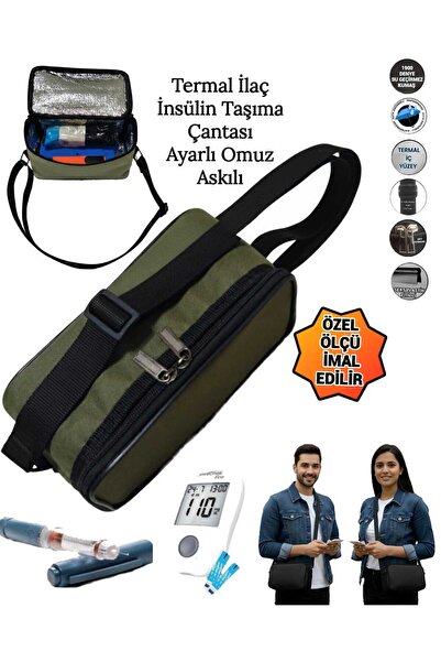 SEVBAGS İlaç İnsülin Taşıma Termal Termos Çantası Ayarlı Omuz Askılı Omuz Çan...