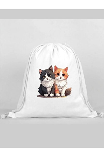 Özcan Tasarım Cat Printed Backpack - Drawstring Sports Bag