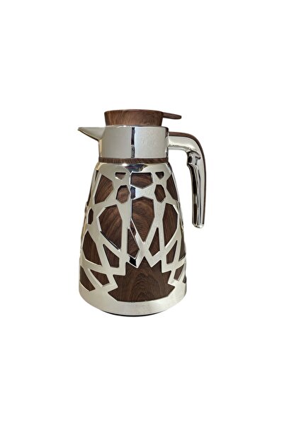 Generic Silver-engraved wooden thermos, 1 liter, keeps for 18 hours