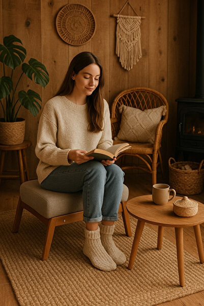 Zem Pavia Puf Natürel Ahşap, Sütlü Kahve Ofis, Balkon, Kafe, Bahçe, Salon Mob...