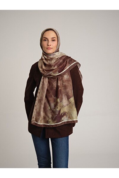 Ayshara Brush Strokes Polka Dot Abstract Pattern Double Sided Shawl - Coffee ...