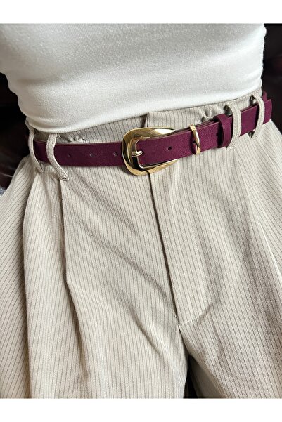 LİA KEMER Jewel Curea din piele intoarsa cu model simplu pentru femei, cu cat...