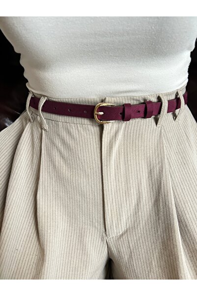 LİA KEMER حزام نسائي من الجلد المدبوغ بنمط حلقات مخططة مع إبزيم ذهبي، حزام لل...