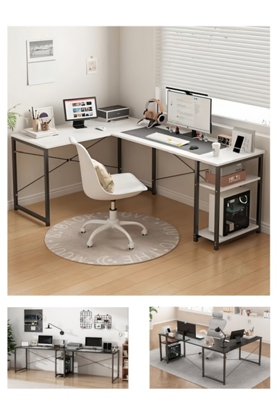 Harlan L-Shaped Desk Computer Corner Table Study Desk Home Office Workstation Modern Simple Desk
