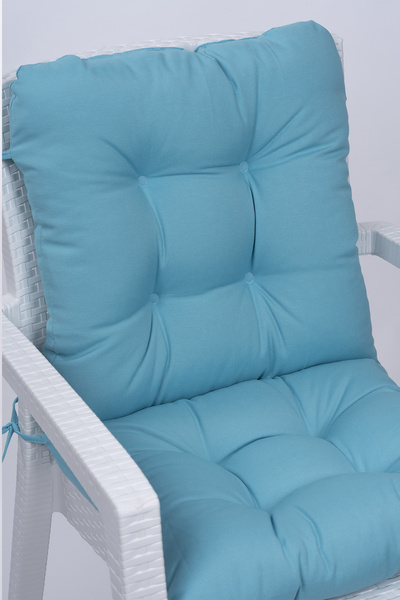 ALTINPAMUK Neva Pofidik Turquoise Backrest Chair Cushion with Special Stitched Laces, 44X88 cm