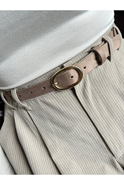 LİA KEMER Desire Ring Patterned Suede Women's Gold Buckle Belt Jacket Belt Dress Belt Trouser Belt