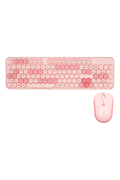 TWOTECH Petek Görünümlü Kablosuz Renkli Klavye Mouse Seti - Retro, Sessiz, Q Türkçe Dizayn