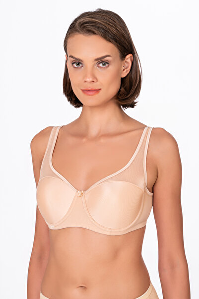 Kompedan Kadın Minimizer Toparlayıcı Sütyen – Şeffaf Tül Detaylı Bej