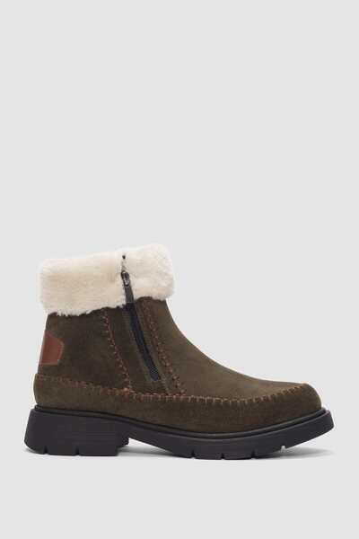 selin shoes Sorella Genuine Leather Side Zipper Women's Boots - Khaki Suede