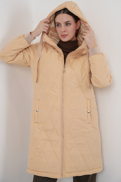 Bigdart 5138 Καπιτονέ Μακρύ Puffer Jacket - Μπεζ
