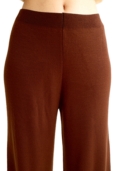 Rays Acı Kahve Geniş Paça Triko Kadın Pantolon 23274