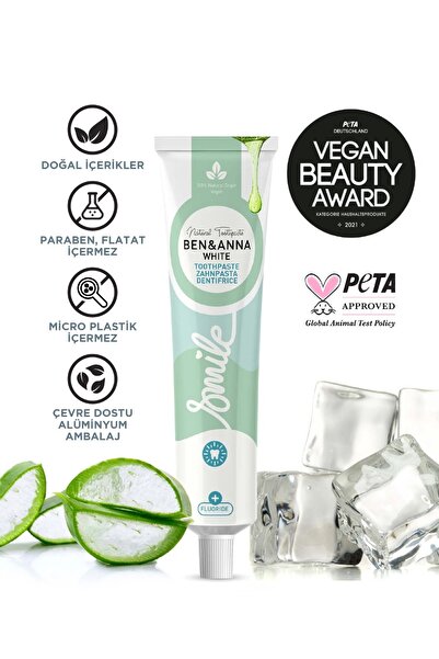 BEN ANNA Ben & Anna Florürlü Beyazlatıcı Diş Macunu 75 ml Parlak Görünüm Vegan