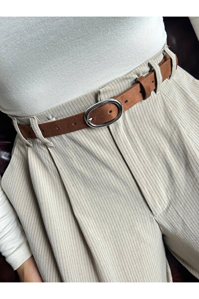 LİA KEMER Desire Ring Patterned Suede Women's Silver Buckle Belt Jacket Belt Dress Belt Trouser Belt