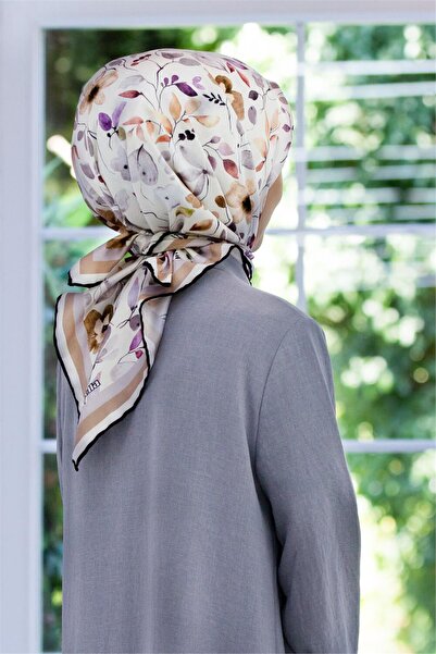 VİOLLA رمادي اللون كريستال الربيع زهرة نمط 90x90 وشاح الحرير الحرة