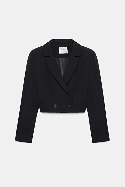 Saade Čierna dvojradová bunda Crop Blazer